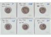 REPÚBLICA ROMANA. Lote 6 monedas Denario. AURELIA, BAEBIA, C