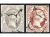 º ESPAÑA. Ed. 7 y º 9. 12 cuartos lila y 5 reales rosa (cert