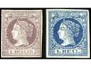 (*) ESPAÑA. Ed. 55 y 56. 1 real azul (punto tonalizado al do