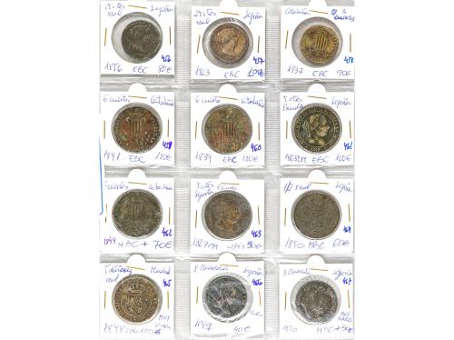ISABEL II. Lote 47 monedas. Incluye diferentes valores. Cuar