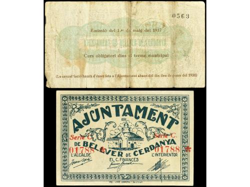 CATALUNYA. Lote 2 billetes 1 Pesseta. 1 Maig 1937 y 17 Julio