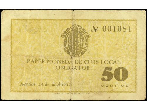 CATALUNYA. 50 Cèntims. 24 Juliol 1937. C.M. de QUERALBS. (Le