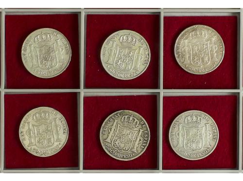 ALFONSO XIII. Lote 6 monedas 50 Centavos de Peso. 1880, 1881