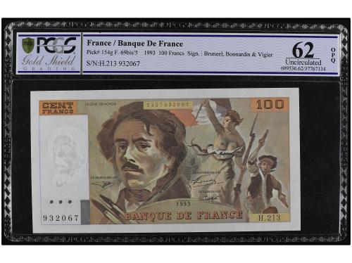 BILLETES EXTRANJEROS. Lote 3 billetes 1 Dollar, 100 Francs y