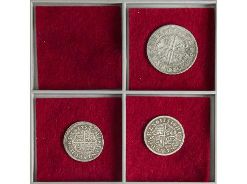 FERNANDO VI. Lote 3 monedas 1 (2) y 2 Reales. 1751 y 1757 (2