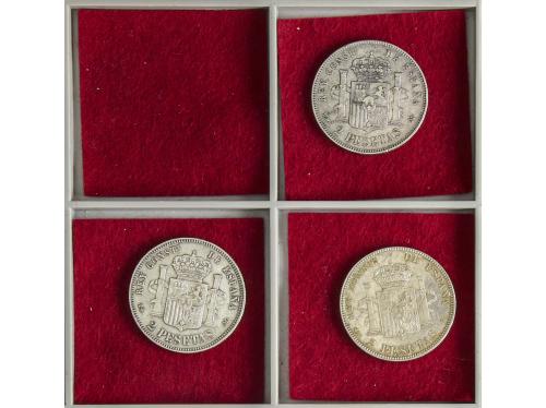 ALFONSO XIII. Lote 3 monedas 2 Pesetas. 1889, 1892 y 1905. L