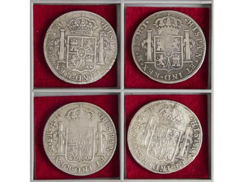 FERNANDO VII. Lote 4 monedas 8 Reales. 1808, 1809, 1810 y 18