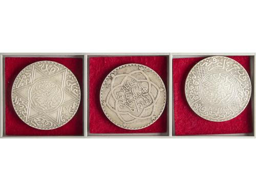 MARRUECOS. Lote 3 monedas 10 Dirhams. 1299, 1321 y 1329 d.H 