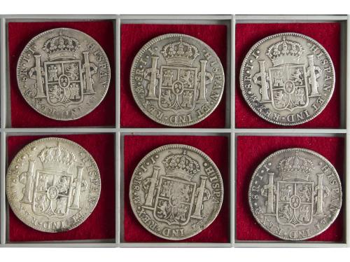 FERNANDO VII. Lote 6 monedas 8 Reales. 1812 a 1821. MÉXICO. 
