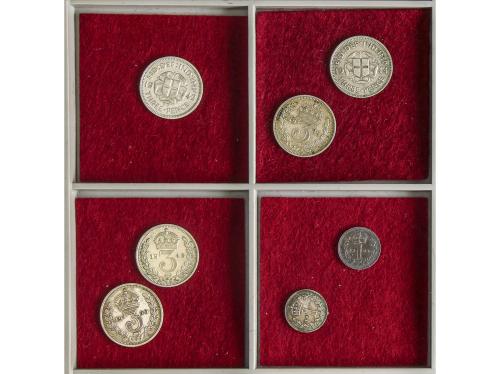 GRAN BRETAÑA. Lote 7 monedas 1 (2) y 3 Penny (5). 1909 a 195