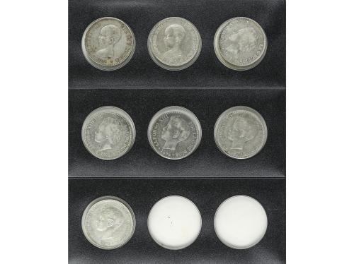 LOTES CENTENARIO. Lote 25 monedas 5 Pesetas. 1870 a 1898. GO