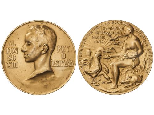 ALFONSO XIII. Medalla exposición nacional de agricultura mad