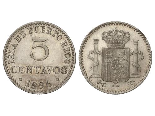 ALFONSO XIII. 5 Centavos. 1896. PUERTO RICO. P.G.-V. (Ligera