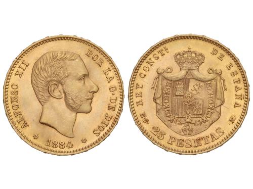 ALFONSO XII. 25 Pesetas. 1884 (*18-84). M.S.-M. 8,06 grs. AU