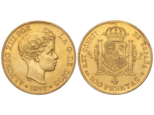ALFONSO XIII. 100 Pesetas. 1897 (*18-97). S.G.-V. 31,94 grs.