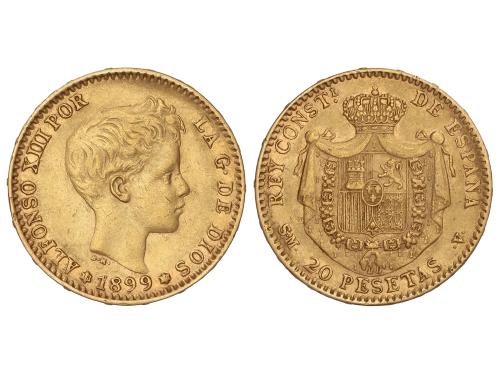 ALFONSO XIII. 20 Pesetas. 1899 (*18-99). S.M.-V. 6,40 grs. A