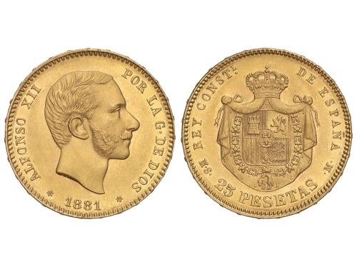 ALFONSO XII. 25 Pesetas. 1881 (*18-81). M.S.-M. 8,05 grs. AU
