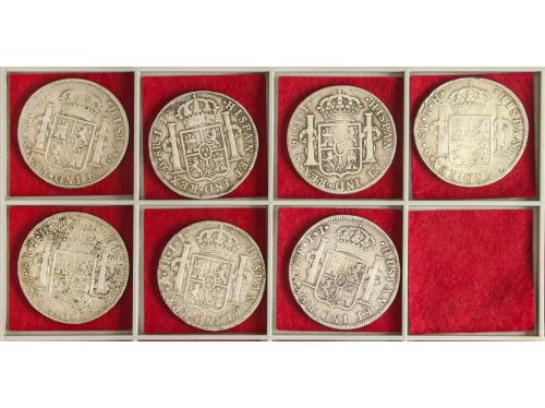 FERNANDO VII. Lote 7 monedas 8 Reales. 1808, 09, 10, 17, 19,