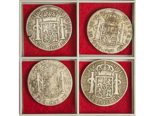 FERNANDO VII. Lote 4 monedas 8 Reales. 1815, 16, 18, 20. LIM