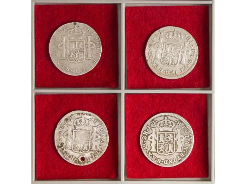 CARLOS IV. Lote 4 monedas 2 Reales. 1789, 90, 91, 92. LIMA. 