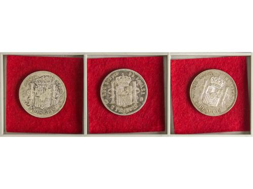 ALFONSO XIII. Lote 3 monedas 2 Pesetas. 1889, 91, 92. Solo l