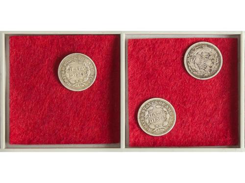 ESTADOS UNIDOS. Lote 3 monedas 1/2 Dime. 1853 (2), 1872. AR.