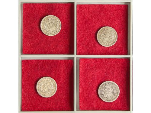 ESTADOS UNIDOS. Lote 4 monedas 1 Dime. 1849, 1850, 1852, 190