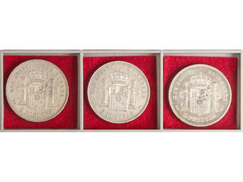 ALFONSO XIII. Lote 3 monedas 5 pesetas. 1893 y 1894. 1893 (*
