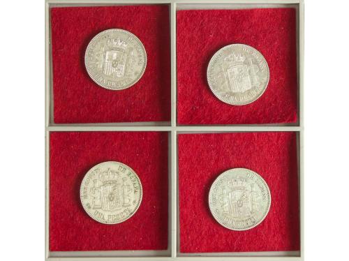 ALFONSO XIII. Lote 4 monedas 1 Peseta. 1896, 1900, 1903 y 19