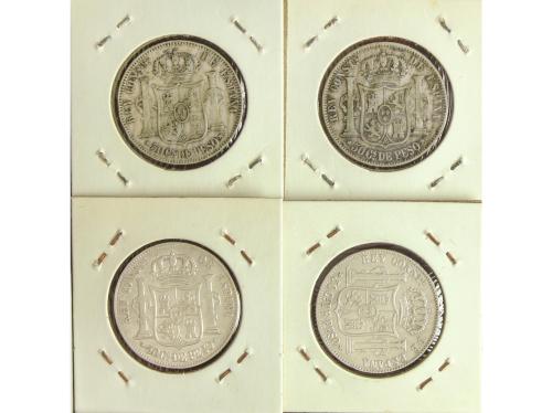 ALFONSO XII. Lote 4 monedas 50 Centavos de Peso. 1881, 1882,
