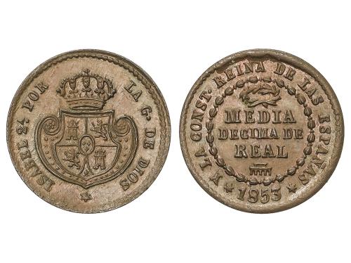 ISABEL II. 1/2 Décima de Real. 1853. SEGOVIA. 1,84 grs. AC-1