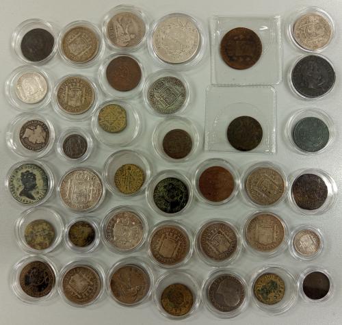 LOTES y COLECCIONES. Lote 38 monedas. FELIPE IV a ALFONSO XI