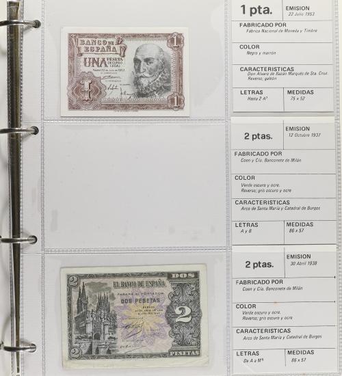 Lote Alrededor 90 billetes. 1940 a 1992. Destaca: 5 Pesetas 