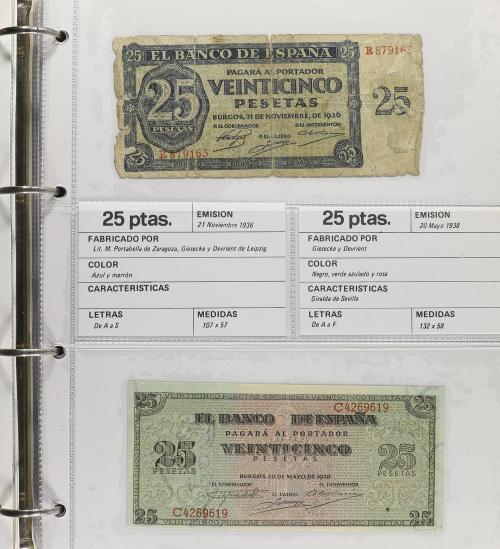 Lote Alrededor 90 billetes. 1940 a 1992. Destaca: 5 Pesetas 