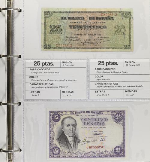 Lote Alrededor 90 billetes. 1940 a 1992. Destaca: 5 Pesetas 