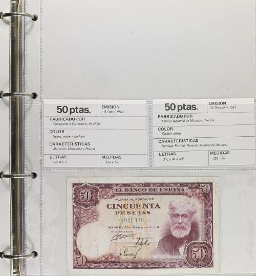 Lote Alrededor 90 billetes. 1940 a 1992. Destaca: 5 Pesetas 