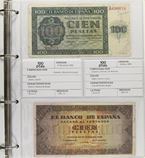 Lote Alrededor 90 billetes. 1940 a 1992. Destaca: 5 Pesetas 