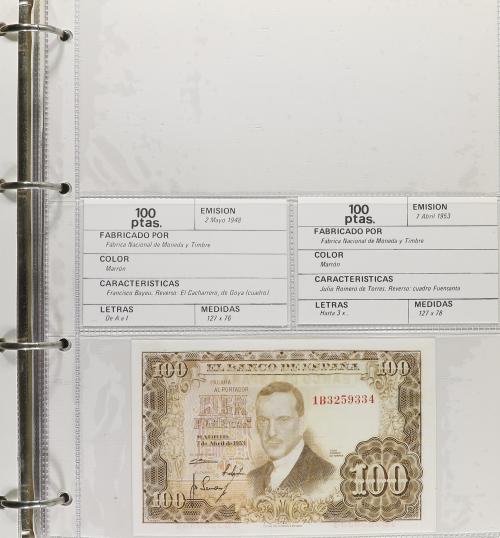 Lote Alrededor 90 billetes. 1940 a 1992. Destaca: 5 Pesetas 