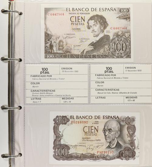 Lote Alrededor 90 billetes. 1940 a 1992. Destaca: 5 Pesetas 