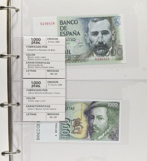 Lote Alrededor 90 billetes. 1940 a 1992. Destaca: 5 Pesetas 