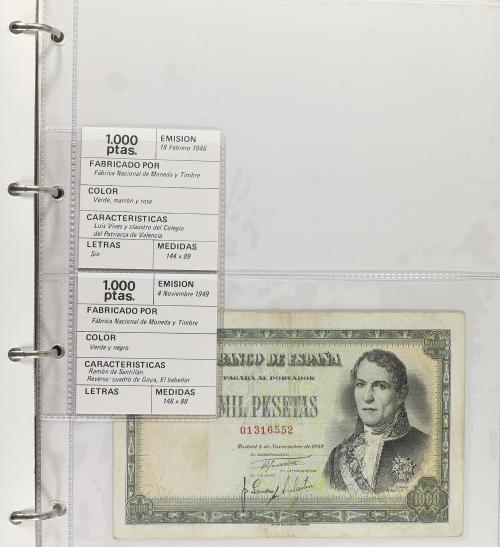 Lote Alrededor 90 billetes. 1940 a 1992. Destaca: 5 Pesetas 