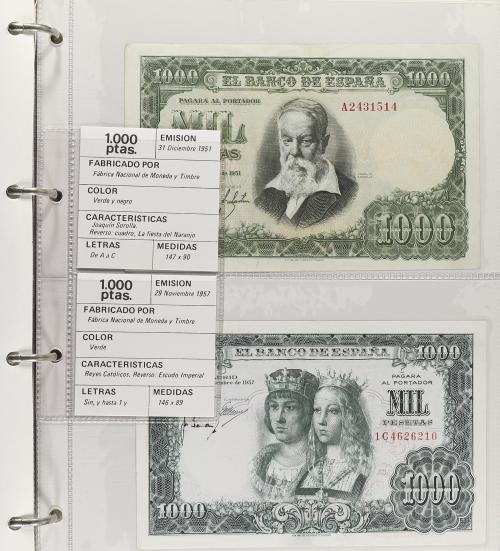 Lote Alrededor 90 billetes. 1940 a 1992. Destaca: 5 Pesetas 