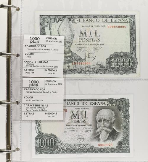 Lote Alrededor 90 billetes. 1940 a 1992. Destaca: 5 Pesetas 