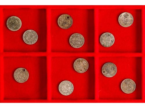 ISABEL II. Lote 11 monedas 1 Real. 1939, 42, 47 (2), 48, 49,