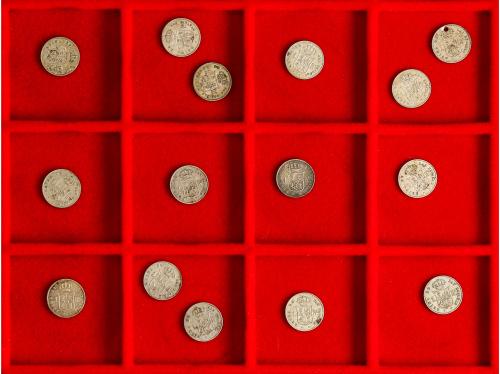 ISABEL II. Lote 15 monedas 1 Real. 1857, 59, 60 (7), 61 (4),