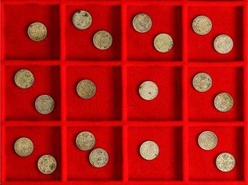 ISABEL II. Lote 20 monedas 1 Real. 1852 (2), 53 (14), 54, 55