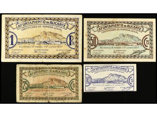 VALENCIA. Lote 4 billetes 10 Céntimos, 25 Céntimos, 50 Cénti