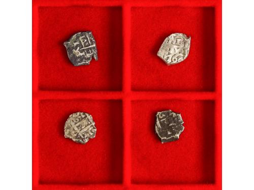 CARLOS III. Lote 4 monedas 1 Real. Macuquinas. Posibles de P