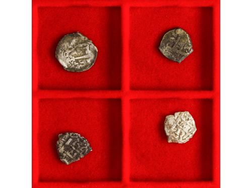 CARLOS III. Lote 4 monedas 1 Real. Macuquinas. Posibles de P