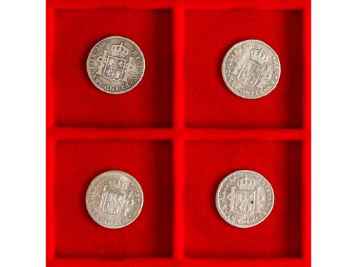 CARLOS III. Lote 4 monedas 1 Real. 1773, 75, 77, 83. POTOSÍ.